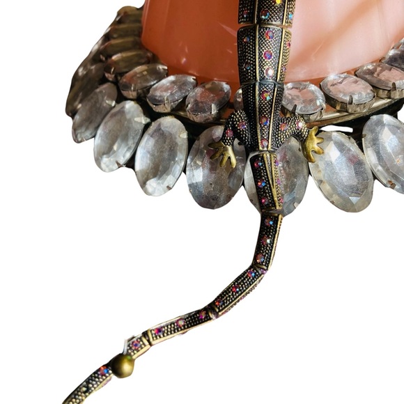 Articulating Bracelet Ring Aurora Borealis Crystals MCM Brass RARE Designer Vtg - Picture 7 of 16